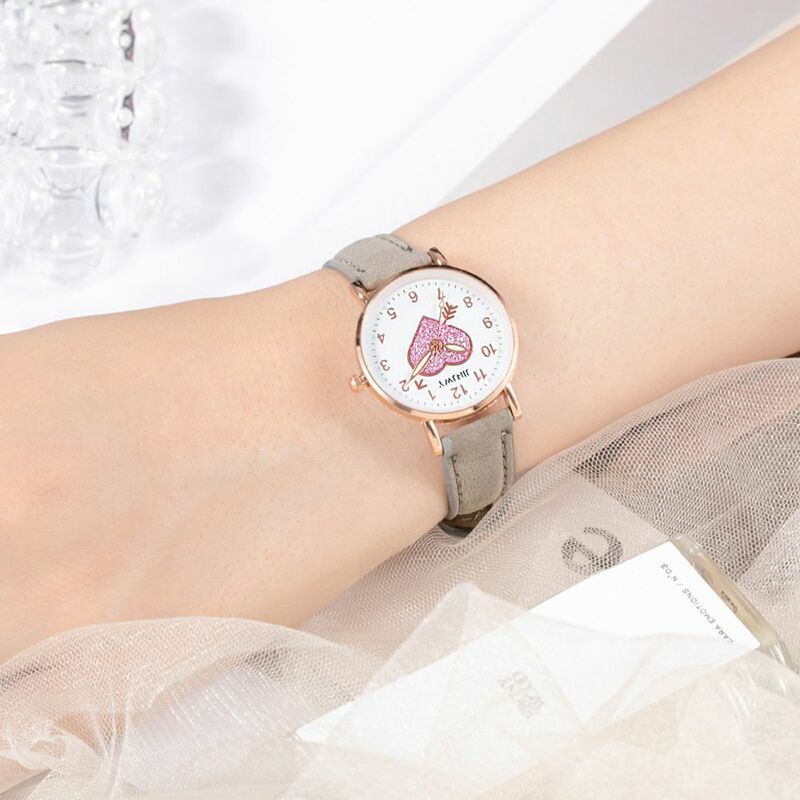 Heart Pattern Dress Accessoire Ins Stijl Kleine Wijzerplaat Vrouwen Horloge Lederen Riem Horloges Quartz Horloge Koreaanse Stijl Polshorloges