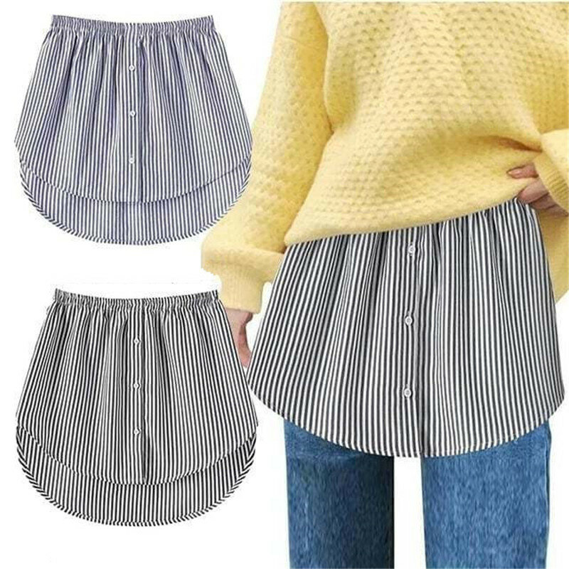 2024 New Fashion Women Fake False Shirt Tail Blouse Hem Cotton Detachable Underskirt Skirt UK Shirt Elastic Irregular Skirt Tail