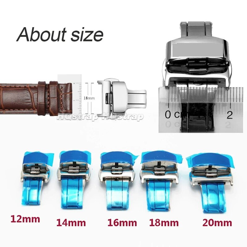 스테인리스 스틸 버터플라이 폴리싱 매트 버튼 시계 밴드, 16mm 20mm 22mm 24mm, 10mm 12mm 14mm, 시계 밴드 걸쇠 액세서리