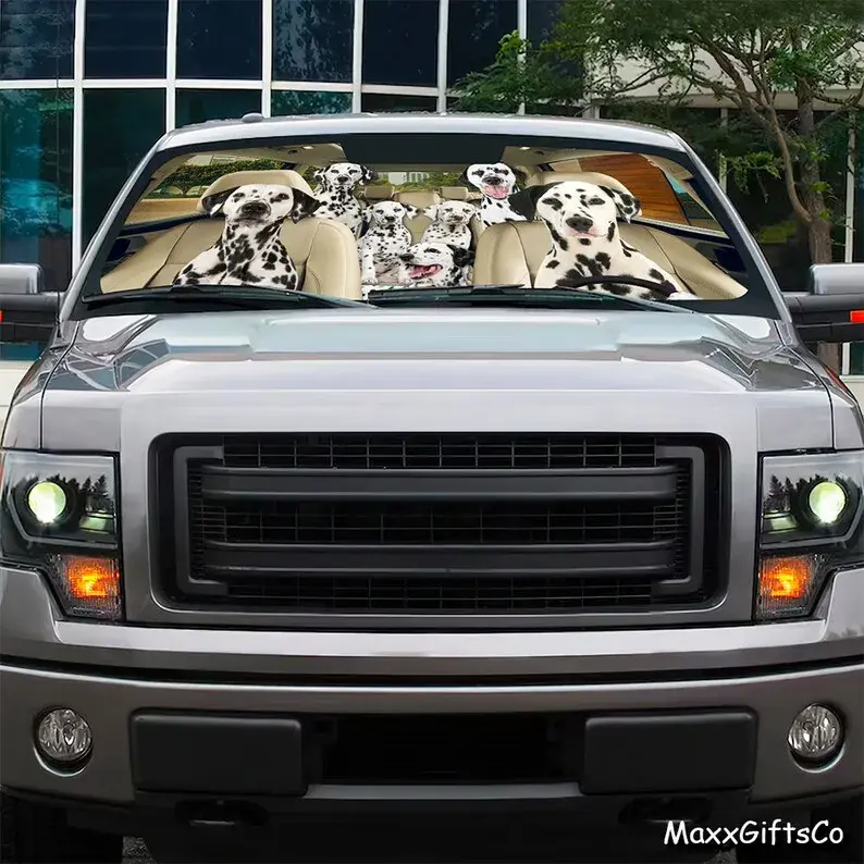 ダリ・メシアンの犬の家族の日よけ、車の装飾、愛好家の贈り物、車のアクセサリー