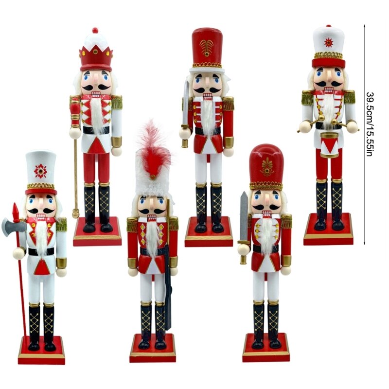 Decoraciones marionetas soldado nueces regalo Cascanueces madera Navidad 39,5