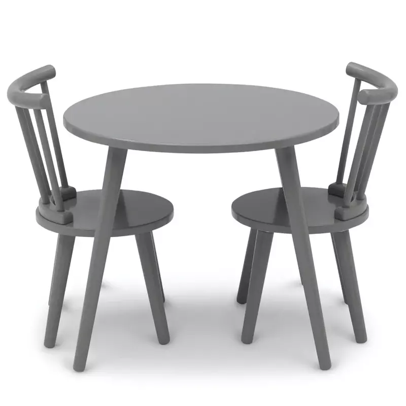 Set tavolo e 2 sedie per bambini-ideale per arti e mestieri, certificato Greenguard Gold, grigio