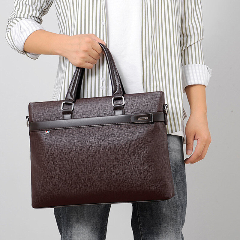 Biznesowa czarna męska teczka miękka skórzana torebka luksusowa torba na ramię Casual dla mężczyzn laptopa