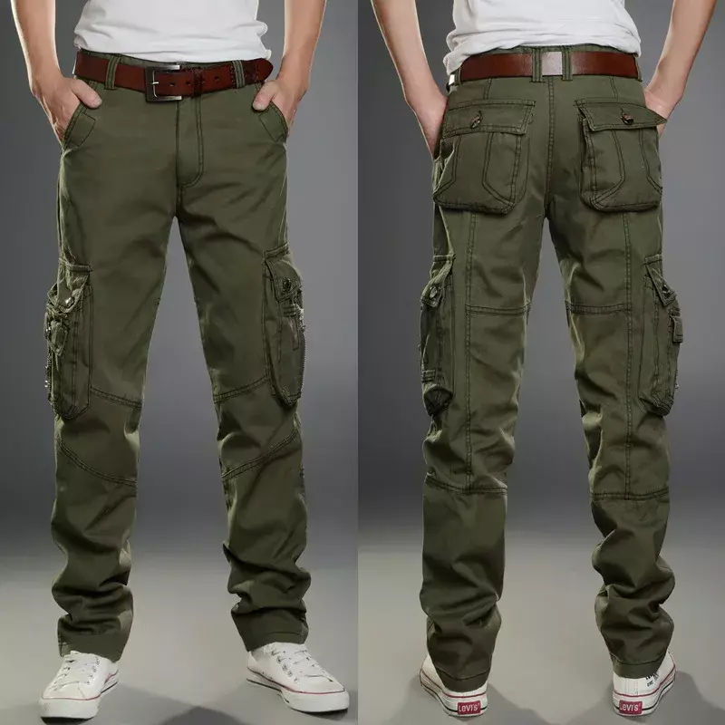 Pantalones Cargo militares para hombre, pantalón holgado con múltiples bolsillos, informal, de alta calidad, 2020