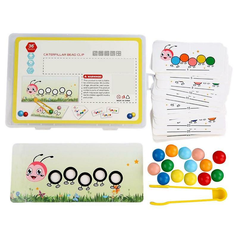 나무 벌레 애벌레 패턴 클립 비즈 장난감, 어린이 색상 분류 매칭 게임, 조기 학습 교육 장난감 선물