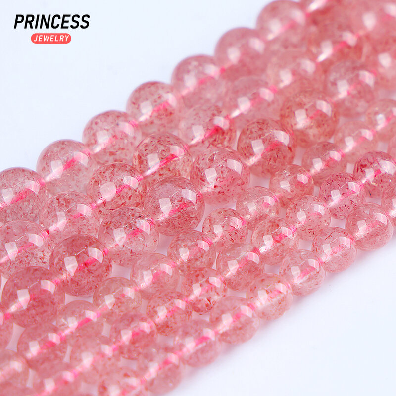 Natural Brasil Strawberry Quartz Crystal Beads para Fazer Jóias, Pulseiras, Colares, Brincos, Acessórios DIY, A ++, 4mm, 6mm, 8mm, 10mm