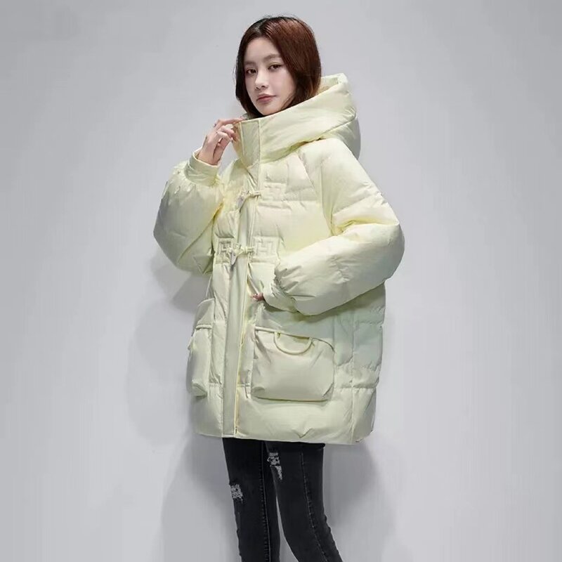 여성용 화이트 덕 퍼퍼 다운 후드 재킷 코트, 2022 따뜻한 스키 방풍 코트, 겨울