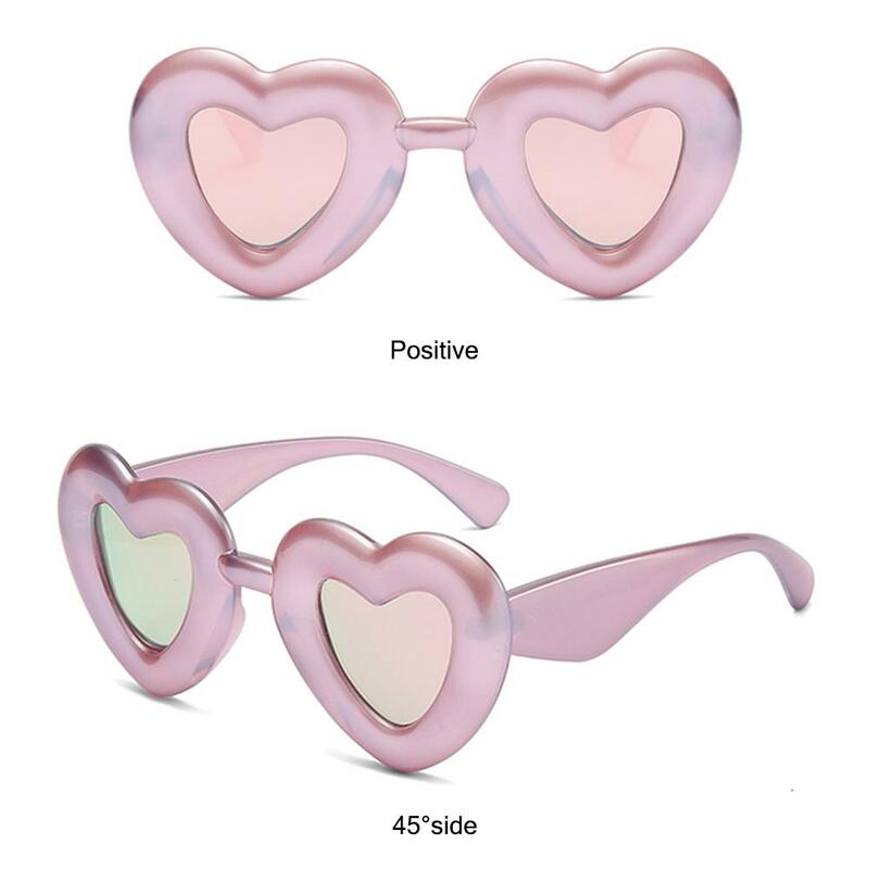 Óculos de sol inchados em forma de coração para mulheres, estrutura grossa, óculos de sol chunky, tons engraçados, na moda, proteção UV400