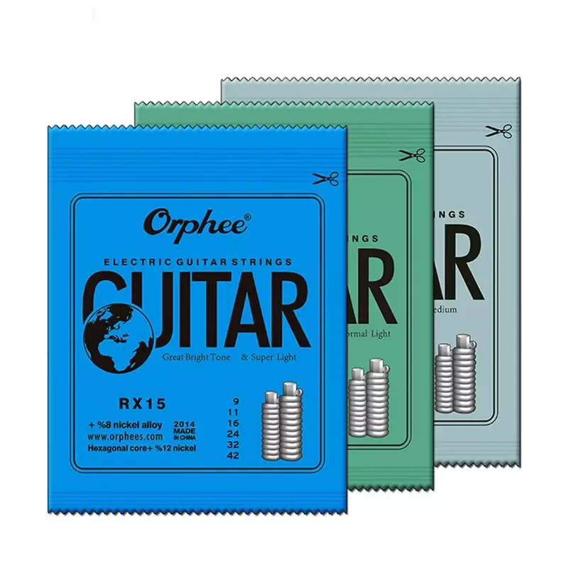 طقم أوتار للجيتار الكهربائي معدني من أورفي سلسلة RX مصنوع من الصلب الكربوني سداسية الشكل 6 أوتار لقطع غيار آلة موسيقية للجيتار