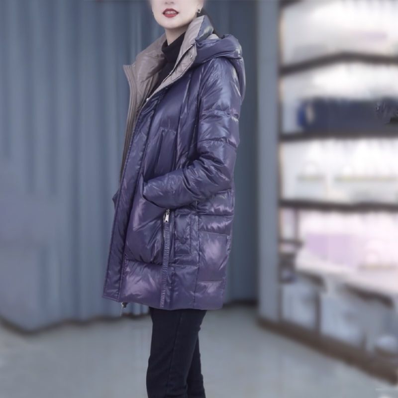 Meados de comprimento solto com capuz Parkas para mulheres, jaqueta, casaco de inverno quente, versão feminina Parkas, sobretudo, outwear novo, com filandismo, 2023