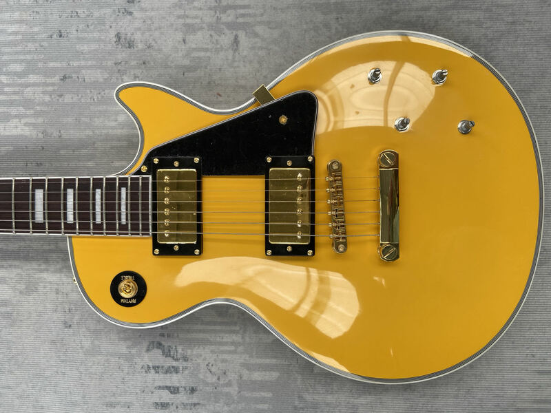 Avere il logo G Made in China, spedizione gratuita, chitarra elettrica opaca gialla L ~ P CUSTUM, alta qualità