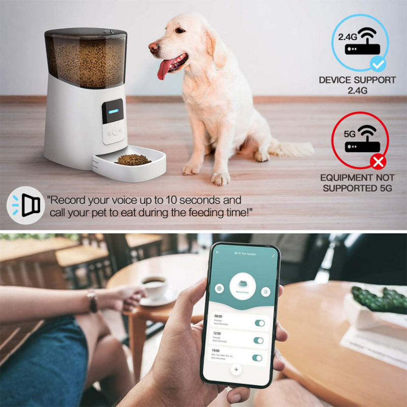 Умная Wi-Fi автоматическая кормушка для домашних животных, 6 л, большая емкость, телефон с дистанционным управлением через приложение, запись
