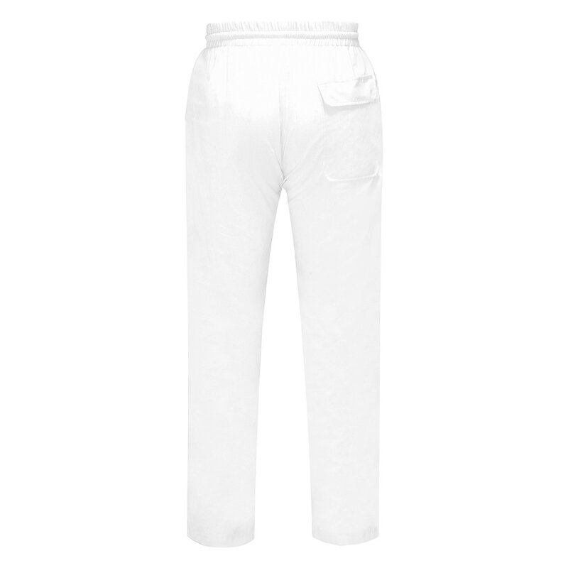 Calça simples monocromática masculina, calça comprida elegante, calça de algodão ao ar livre, cordão confortável, verão