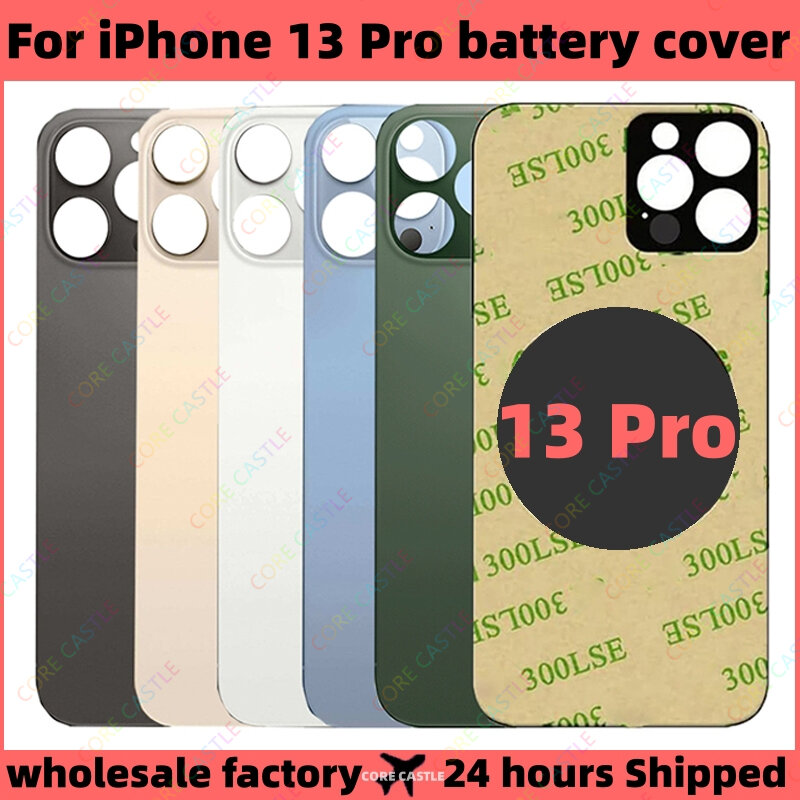 For iPhone 13 Pro Back Glass Panel Battery Cover Replacement Parts best quality size Big Hole Camera Rear Door Housing Case