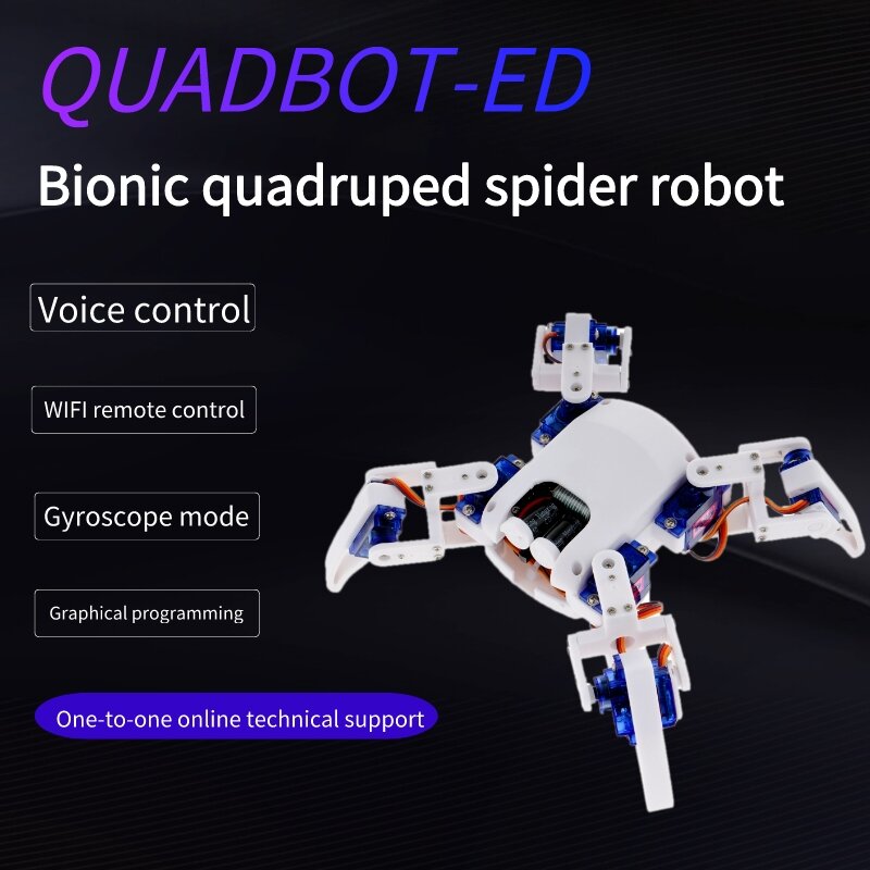 STEAM Educational Quadruped Spider Robot Kit for Arduino, with Speech Remote Control Graphical Programming Toys