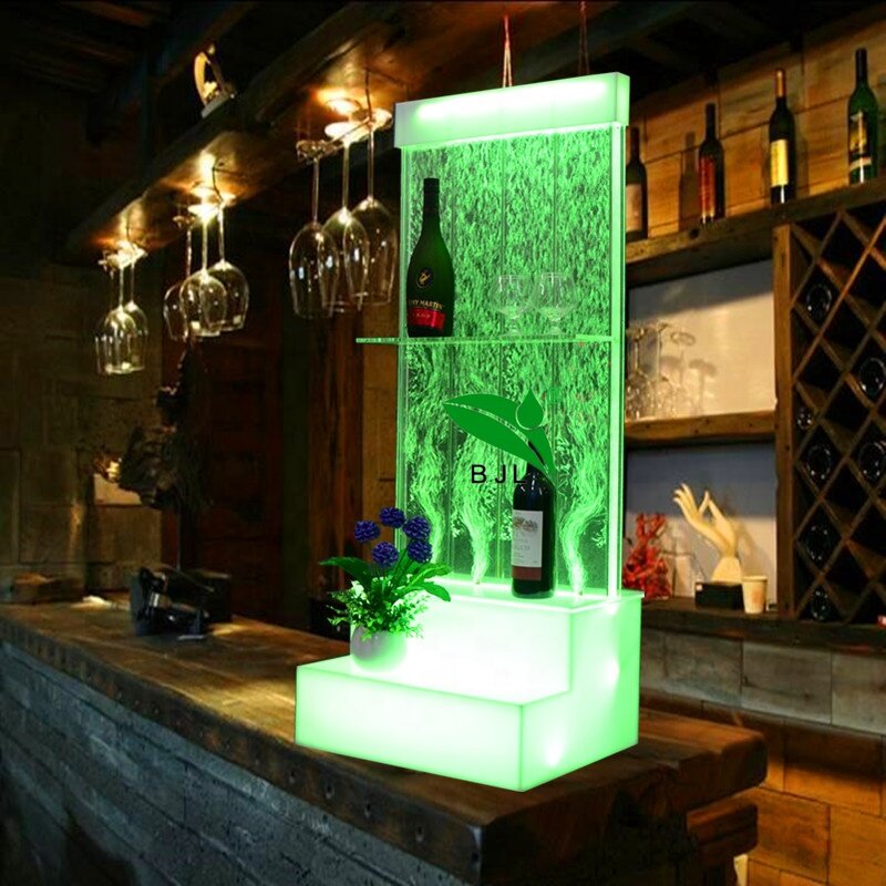 Custom, restaurant home bar furniture LED water bubble wall wine bar cabinet
