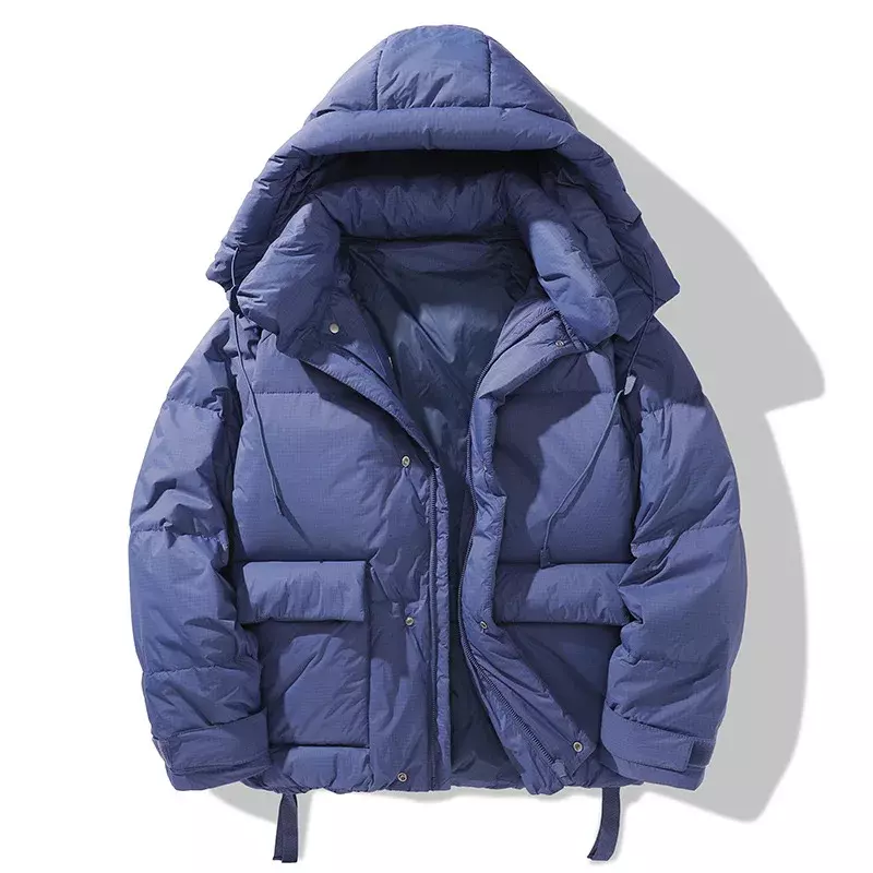 Jaket bertudung hangat kasual untuk pria, jaket musim dingin 2023 ukuran besar modis sederhana hangat