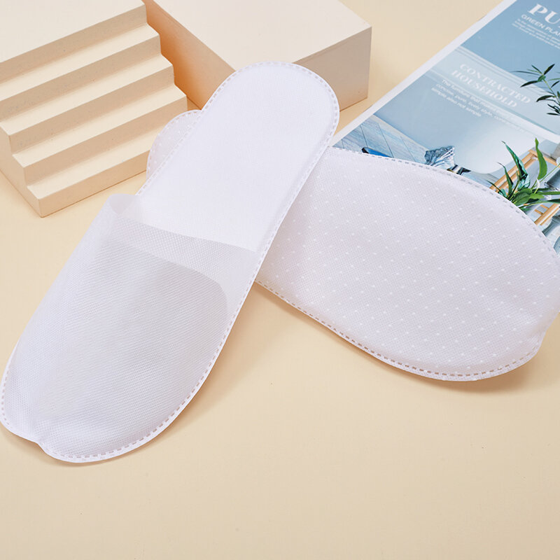 50Pairs Per Piece Disposable Non-Woven Slippers Hotels Homestay Travel Water Ripple Pattern Slippers For Men Women Unisex