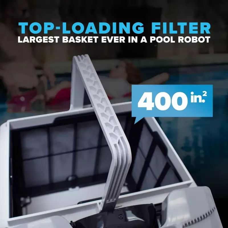 Robotic Pool Cleaner (2024) Oversized Ultra-Fine and Standard Filter Bin Weekly Timer Anti-Tangle Swivel & Waterline Cleaning