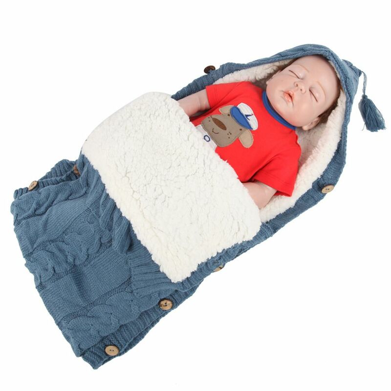 Warm Thick Knitted Baby Robes Sleeping Bag Cute Winter Baby Clothing Sleepwear For Girls Boys Sleeper 0-12 Months
