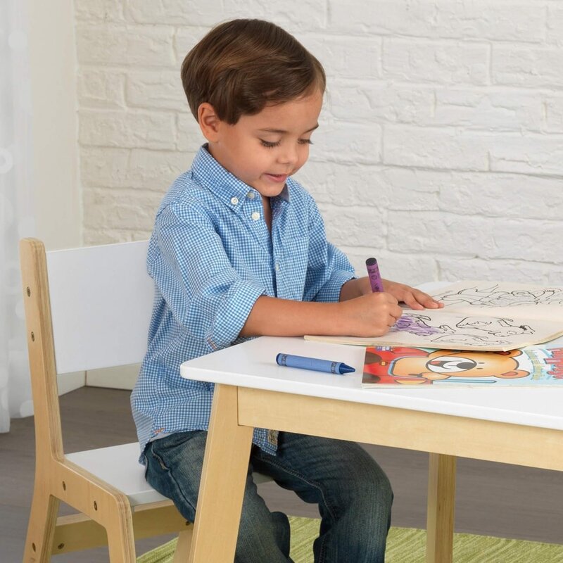 Juego de mesa y 2 sillas modernas de madera, muebles para niños, blanco y Natural, regalo para edades de 3 a 8 años