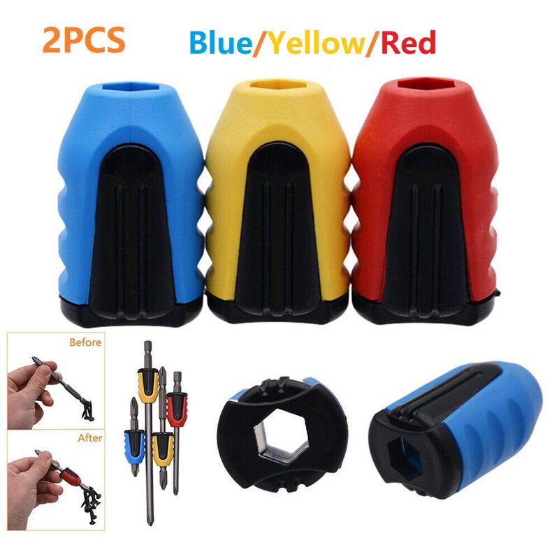 2pcs Screwdriver Strong Magnetic Ring Insert Screwdriver Magnetic Sleeve Multi Functional Batch Header Screwdriver Replacement