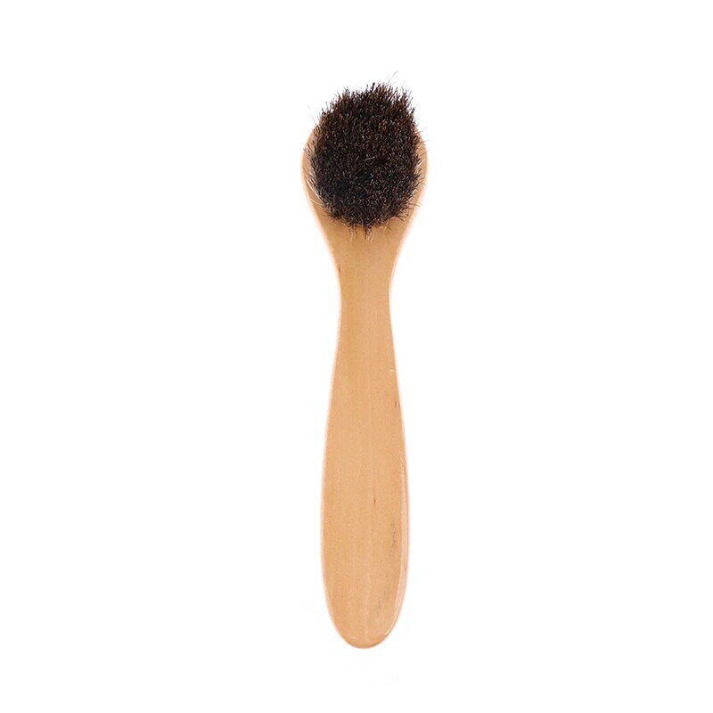 Long-handled Horse Hair Cleaning Brush Round Head Solid Wood Small Face Brush Soft Hair Bath Brush