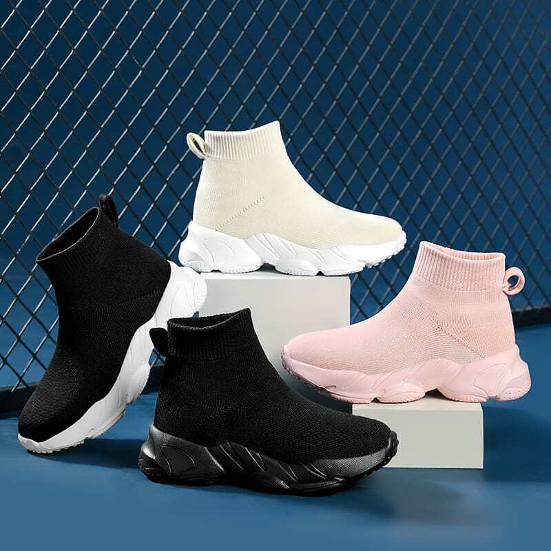 Кроссовки MWY детские для бега, повседневная спортивная обувь для девочек, дышащие носки без шнуровки, вязаные сапоги для улицы