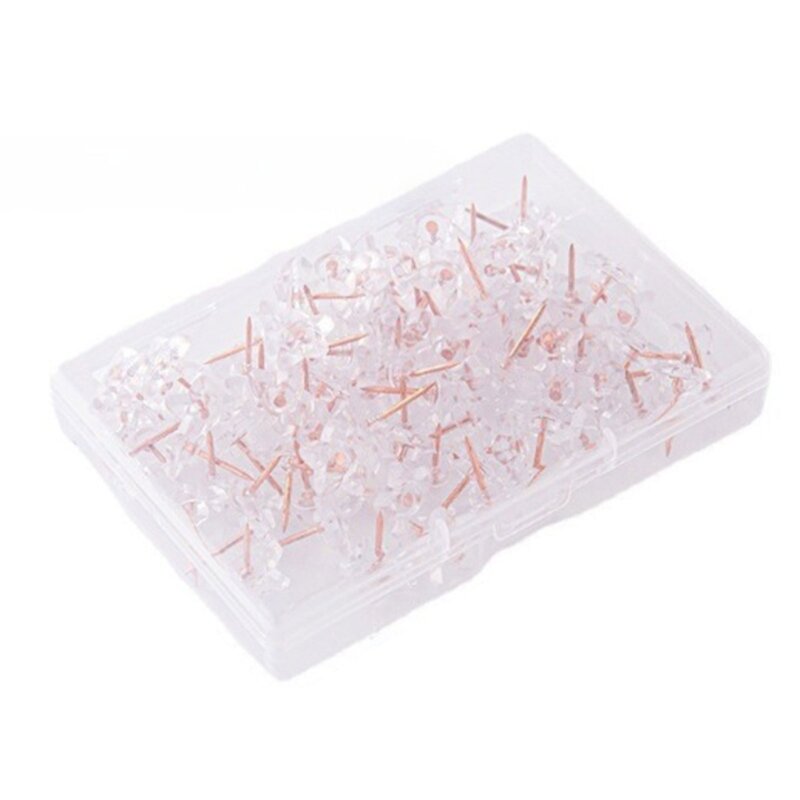 Épingles à coudre en plastique avec boîte, 100 pièces, épingles à Quilting, épingles transparentes pour carte