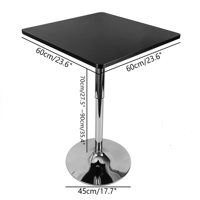 Square BarBistro Party Table, Mesa giratória com base de aço inoxidável, Frame de aço inoxidável, Mesa para laptop, Escritório