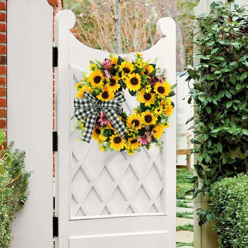 Excellent Clear Texture Sunflower Wreath Fine Workmanship Create Atmospheres Wall Mounted Door Hanging Sunflower Wreath