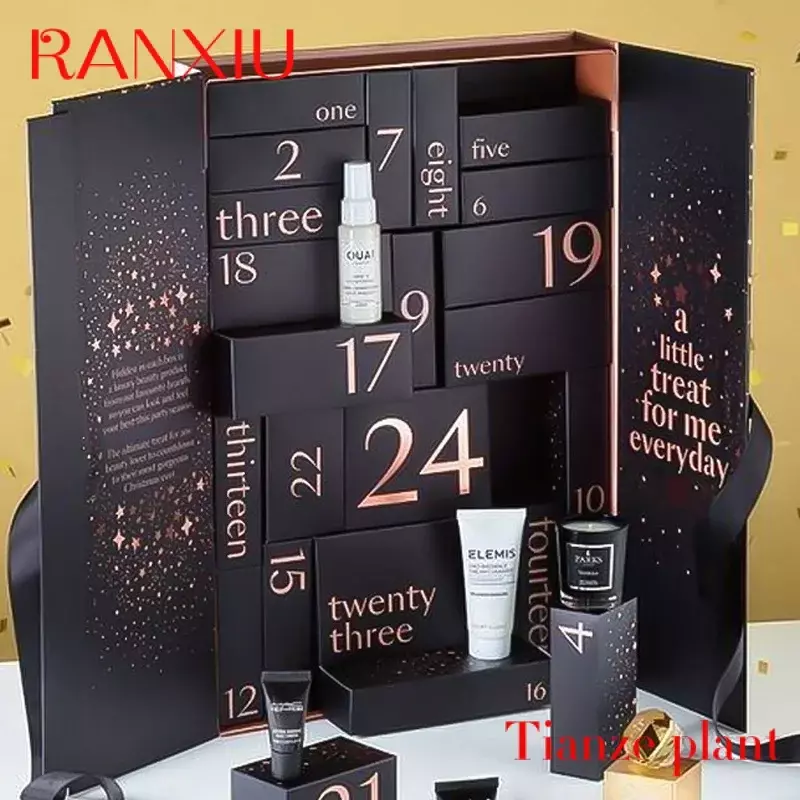 Gift Set caixa de embalagem para cosméticos, adequado para cosméticos, personalizado, preço competitivo, impressão Logo Box, Glitzer Advent Calendar
