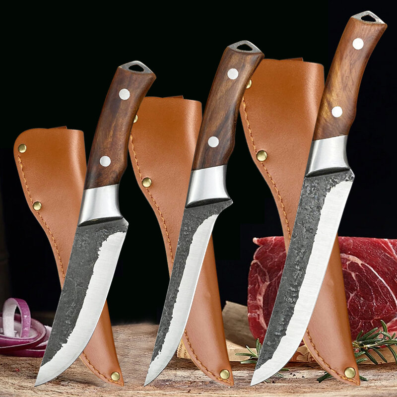Cuchilla de carne de acero inoxidable para el hogar, cuchillo forjado para deshuesar, cuchilla mongola afilada, accesorios de cocina