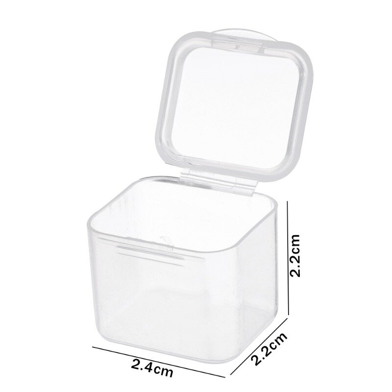 Mini caixa de armazenamento de plástico transparente, pequeno organizador, caixa quadrada, brincos, anel, jóias, miçangas, embalagens, 10pcs