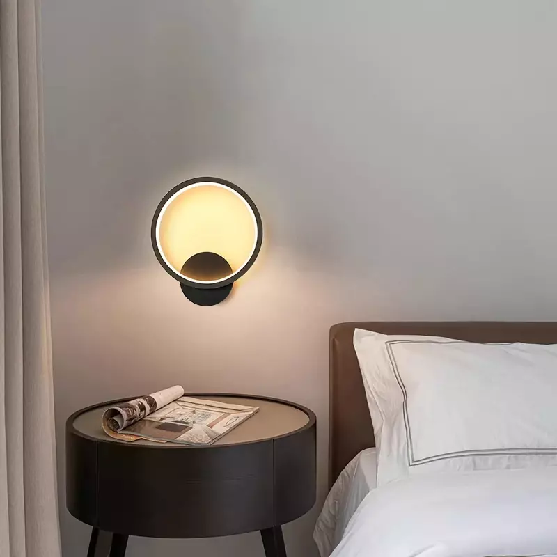 Lampada da parete moderna a LED luci rotonde in alluminio minimalista per camera da letto comodino soggiorno balcone corridoio Bar apparecchio di illuminazione