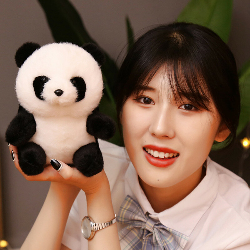 18cm Kawaii pluszowa Panda zabawki piękne poduszki Panda z z liśćmi bambusa nadziewane miękkie zwierząt niedźwiedź miły prezent urodzinowy dla dzieci