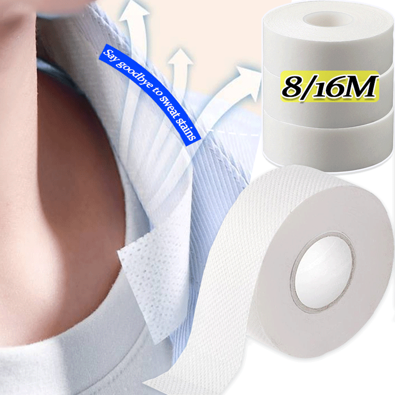 8/16M Collar Sweat Absorbing Pad Disposable Self-Adhesive Breathable Sweat Pads White T-shirt Neck Collar Hat Absorbent Sticker