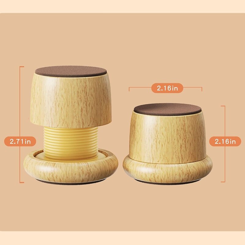 Coussin rehausseur antidérapant pour meubles en bois massif, durable, réglable, résistant à l'humidité, facile à utiliser, 2.16-2.71 ", 4 pièces