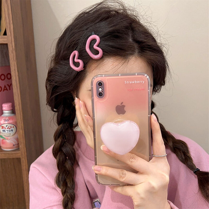 Sweet Cute Love Colorful Hairclips Women'S Side Fragmented Hairpin Children Traceless Duckbill Clips Versatile Trendy Bangs Clip