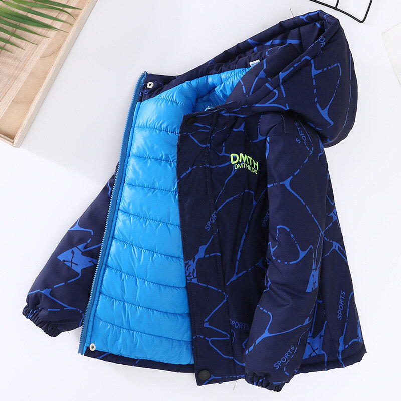 Boys' hardshell jacket 2024 new CuHK children's autumn and winter jacket with cotton thickened cotton-padded coat