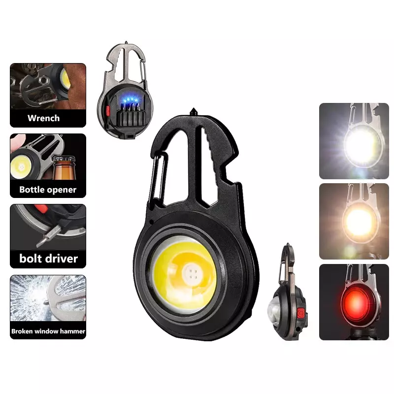 2023 New Mini Lantern Mutifuction Portable LED Flashlight Pocket Work Light Outdoor Camping Fishing Climbing Keychain Light