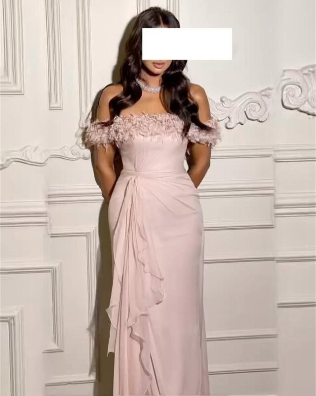 Oisslec платье для выпускного вечера, модное платье-футляр с открытыми плечами, шифоновое вечернее платье до пола с рюшами, летние платья