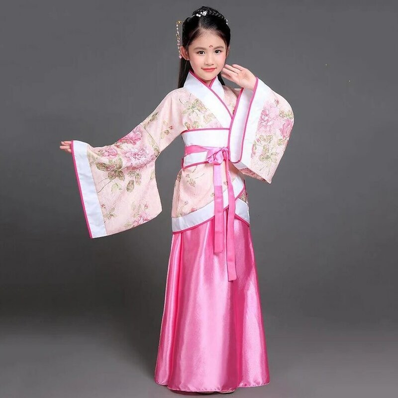Hanfu 어린이 2023 중국 의상, 어린이 꽃 소녀 드레스, 전통 무대 착용, 여성 댄스 의상, 성인 요정 드레스