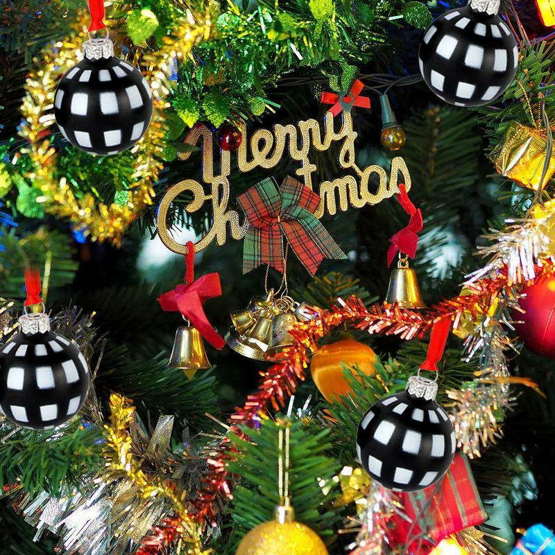 Xadrez Baubles para Decorações De Árvore De Natal, Bola Pendurada, Arte Criativa e Artesanato Suprimentos, Preto Branco e Vermelho