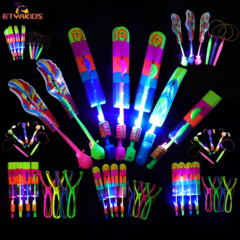 Slingshot luminoso LED para crianças e adultos, luz do flash ao ar livre, brinquedos de setas voadoras, estilingues de helicóptero, catapulta infantil, novo, 1pc