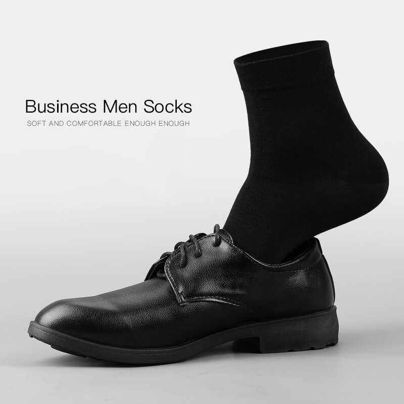 5คู่สีบริสุทธิ์คุณภาพสูงผู้หญิงและผู้ชายถุงเท้าผ้าฝ้ายนุ่ม Breathable Antibacterial สีดำธุรกิจถุงเท้าผู้ชาย
