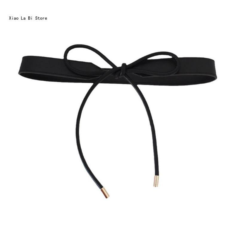 Eye Catching Waist Belt with Self Tie Rope for Adult Personality PU Waist Belts for Women Coat Dress Self Tie Waist Rope XXFD