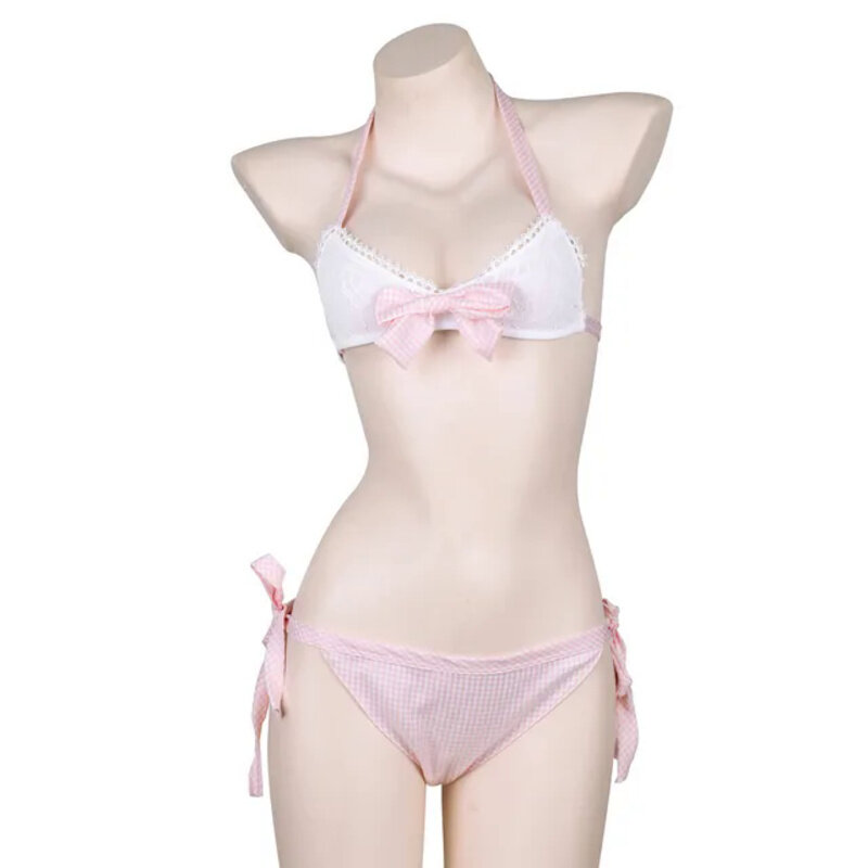 Lolita Sweet Sexy Underwear Bra and Panties Set Kawaii Swimsuit Pink White Bikini Outfit for Women Cosplay Costumes Hot Lingerie