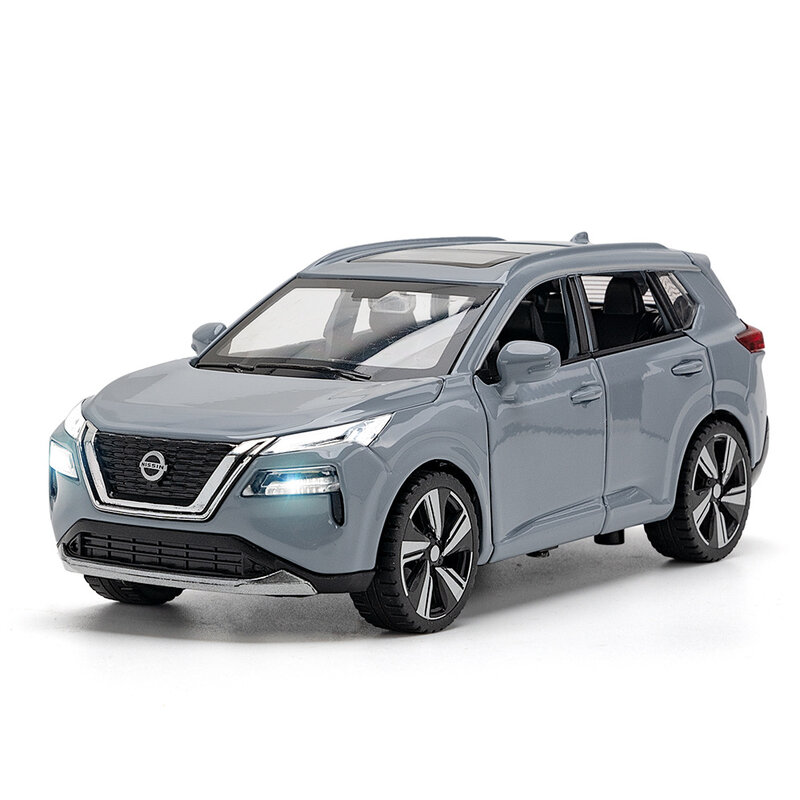 Mobil mainan diecast, Nissan x-trail SUV Model Aloi 1:32, mobil mainan suara dan lampu untuk kendaraan anak-anak