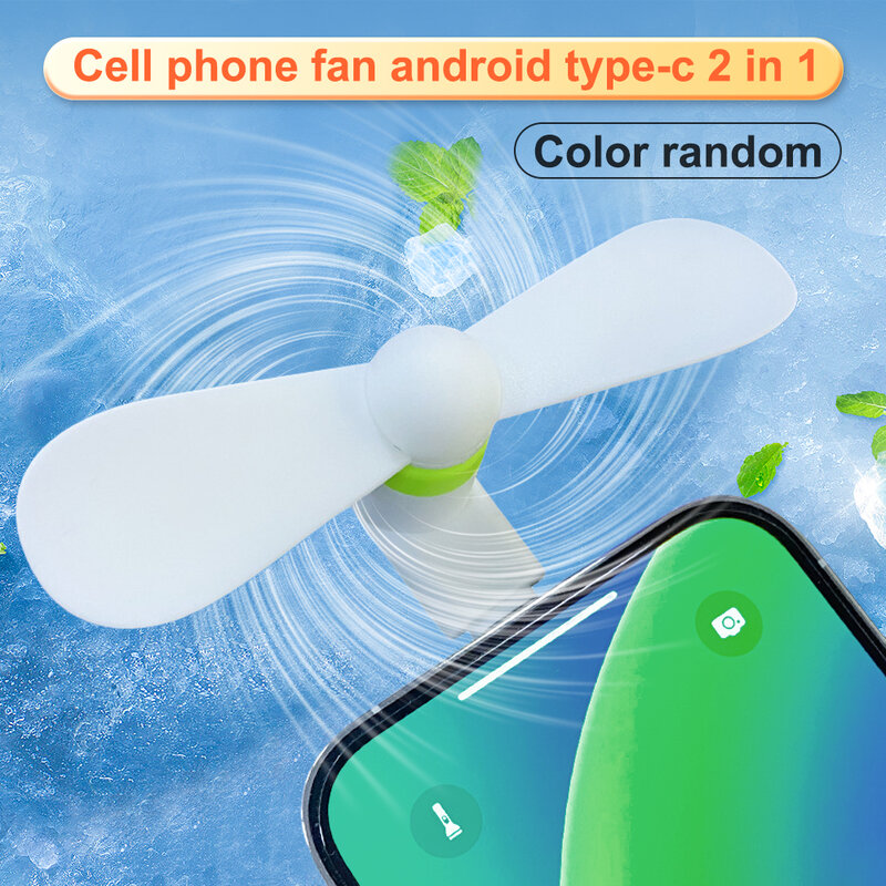 2 in 1 Micro Mini ventola da viaggio ventola portatile per telefono cellulare ventola di raffreddamento ventola di raffreddamento per telefono cellulare per porta Android Type-C/Micro USB